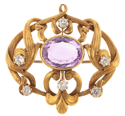 art deco amethyst brooch