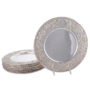 Twelve Baltimore Sterling Repousse Chargers, $22,140