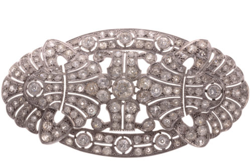 A Large Filigree Diamond Pin/Pendant in Platinum