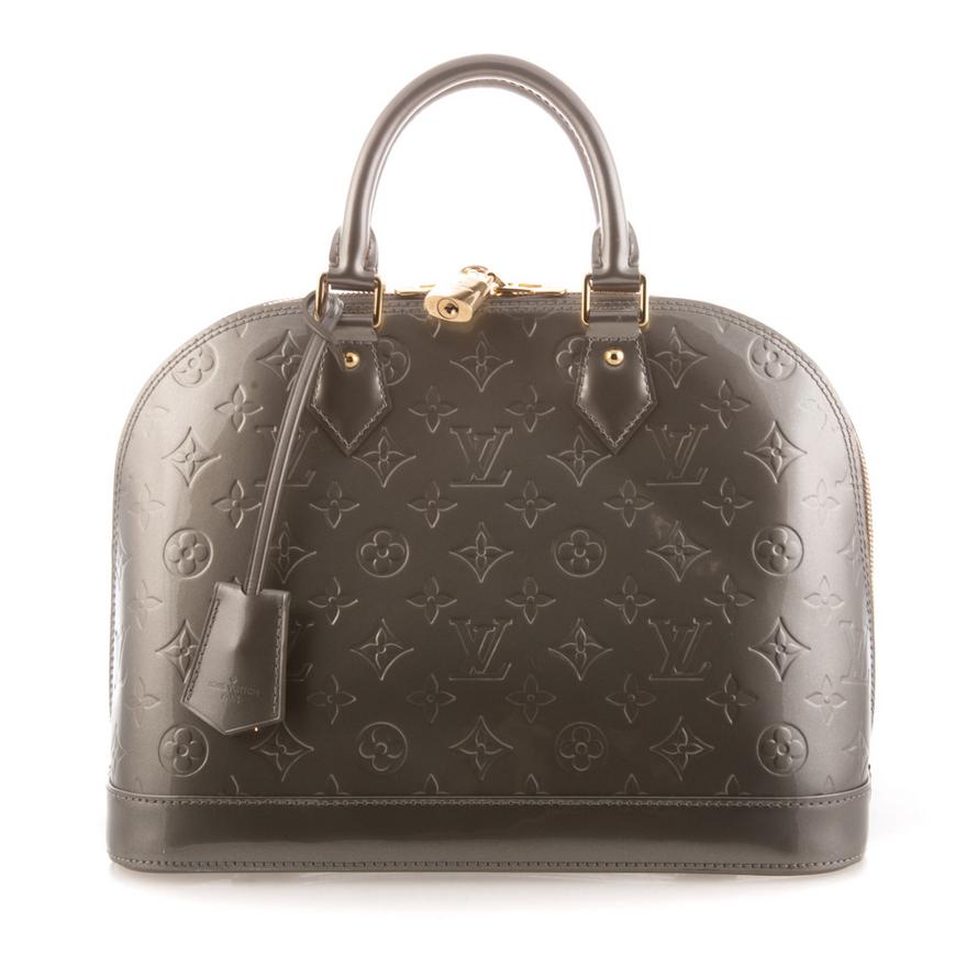 A GRIS LOUIS VUITTON VERNIS ALMA PM HANDBAG